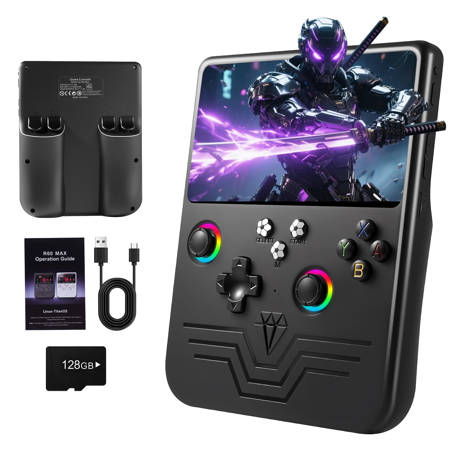 Amazon.com: Hedlaoy R60 Max Handheld Game Console, 128GB Retro